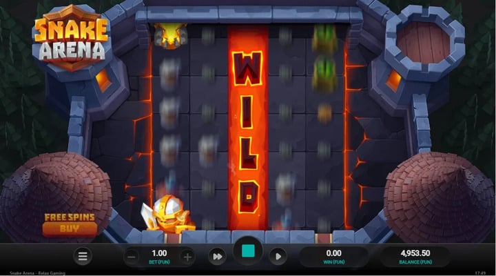 Comodines a lo largo del riel central gracias a la mecánica Wild Chase del juego Snake Arena de Relax